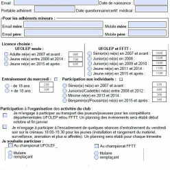 Formulaire d'inscription 2026-2027
